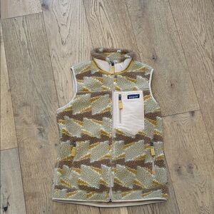 Patagonia Tan and Yellow Fleece Vest